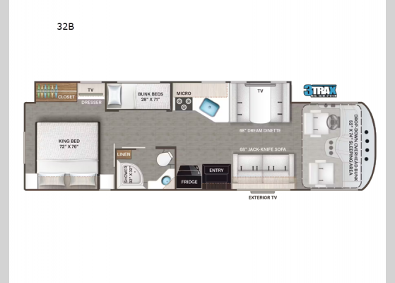 Floorplan - 2025 ACE 32B Motor Home Class A