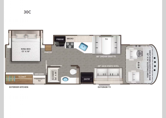 Floorplan - 2025 ACE 30C Motor Home Class A