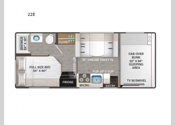 Floorplan - 2025 Four Winds 22E Motor Home Class C