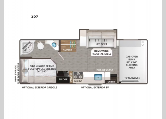 Floorplan - 2025 Four Winds 26X Motor Home Class C