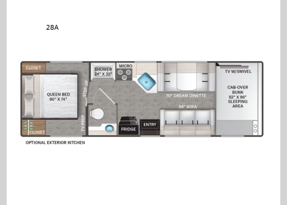 Floorplan - 2025 Four Winds 28A Chevy Motor Home Class C