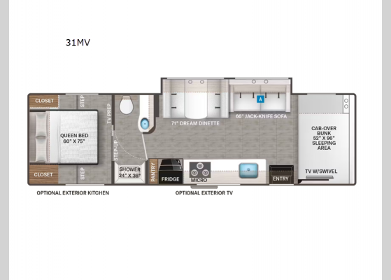 Floorplan - 2025 Four Winds 31MV Motor Home Class C