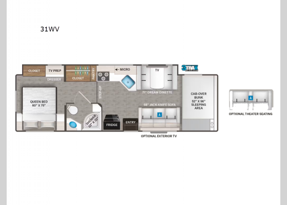 Floorplan - 2025 Four Winds 31WV Motor Home Class C