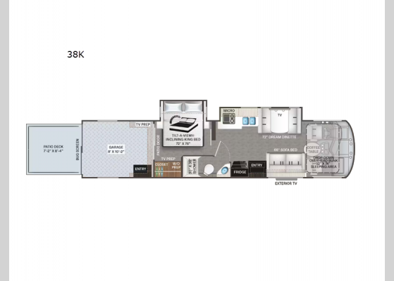 Floorplan - 2025 Outlaw Wild West Edition 38K Motor Home Class A - Toy Hauler