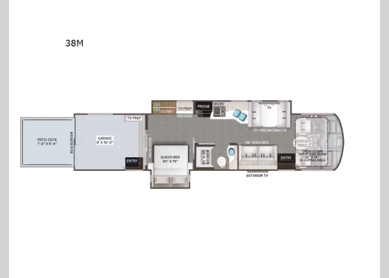 Floorplan - 2025 Outlaw Wild West Edition 38M Motor Home Class A - Toy Hauler