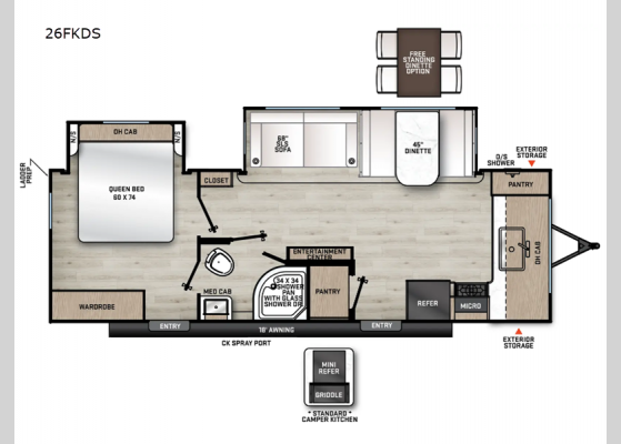 Floorplan - 2026 Aurora 26FKDS Travel Trailer