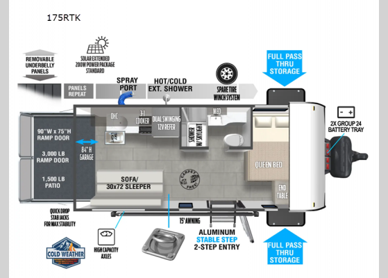 Floorplan - 2025 Wildwood FSX 175RTK Toy Hauler Travel Trailer