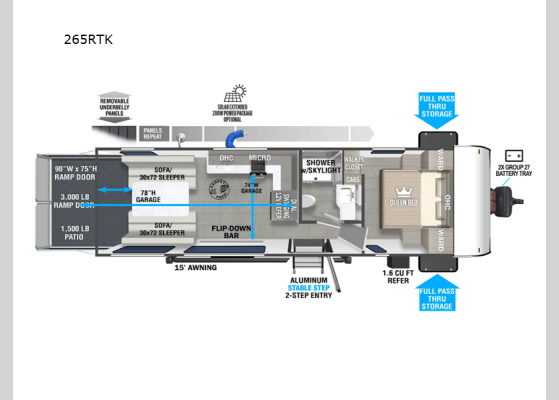 Floorplan - 2025 Wildwood FSX 265RTK Toy Hauler Travel Trailer