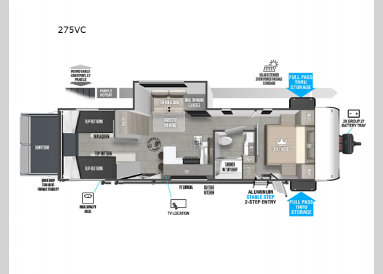 Floorplan - 2025 Wildwood FSX 275VC Toy Hauler Travel Trailer