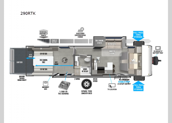 Floorplan - 2025 Wildwood FSX 290RTK Toy Hauler Travel Trailer