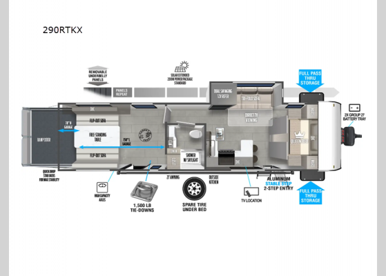 Floorplan - 2025 Wildwood FSX 290RTKX Toy Hauler Travel Trailer