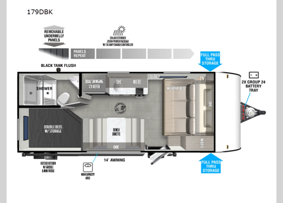 Floorplan - 2025 Wildwood FSX 179DBK Travel Trailer