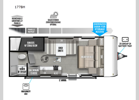 Floorplan - 2025 Wildwood FSX 177BH Travel Trailer