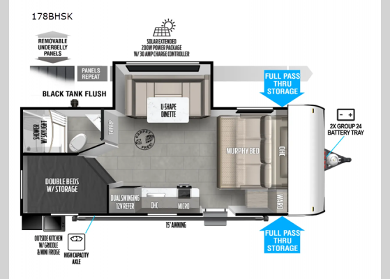 Floorplan - 2025 Wildwood FSX 178BHSK Travel Trailer