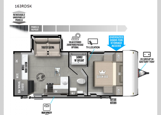 Floorplan - 2025 Wildwood FSX 163RDSK Travel Trailer