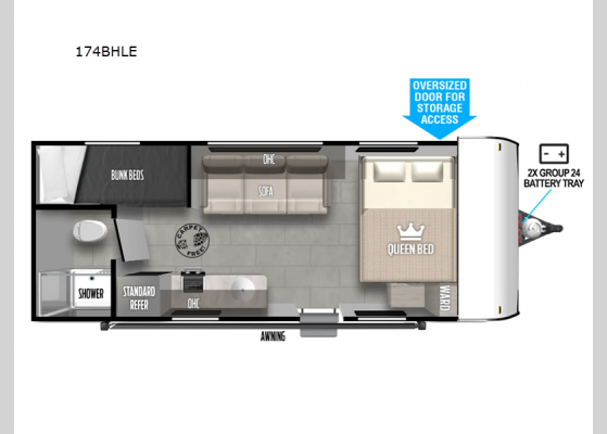 Floorplan - 2025 Wildwood FSX 174BHLE Travel Trailer