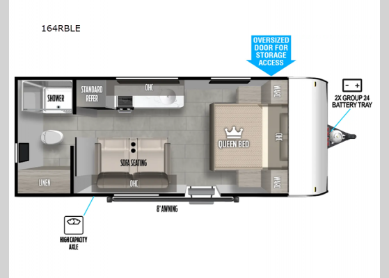 Floorplan - 2025 Wildwood FSX 164RBLE Travel Trailer