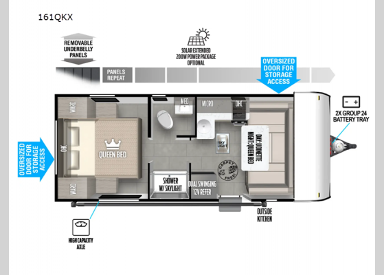 Floorplan - 2025 Wildwood FSX 161QKX Travel Trailer