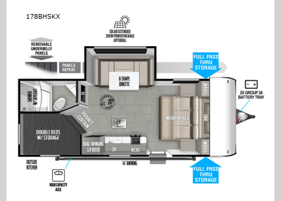 Floorplan - 2025 Wildwood FSX 178BHSKX Travel Trailer