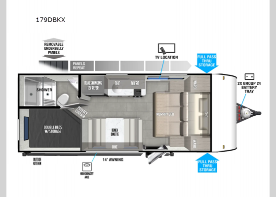 Floorplan - 2025 Wildwood FSX 179DBKX Travel Trailer