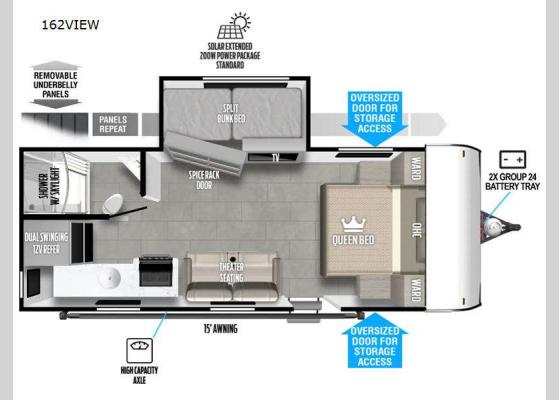 Floorplan - 2025 Wildwood FSX 162VIEW Travel Trailer