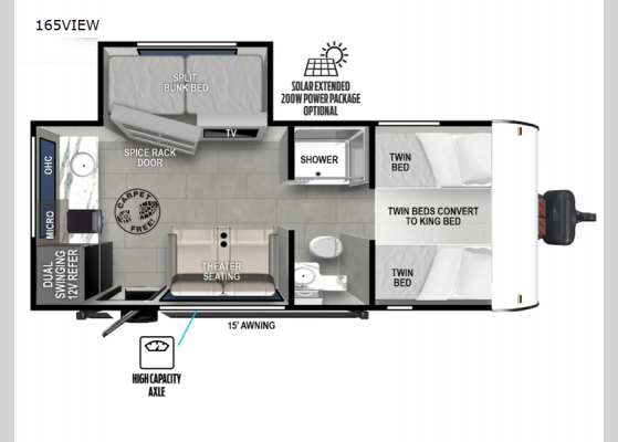 Floorplan - 2025 Wildwood FSX 165VIEW Travel Trailer