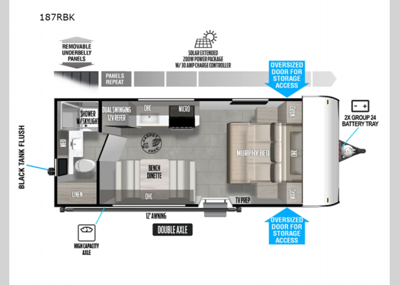 Floorplan - 2025 Wildwood FSX 187RBK Travel Trailer