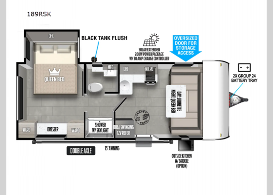 Floorplan - 2025 Wildwood FSX 189RSK Travel Trailer