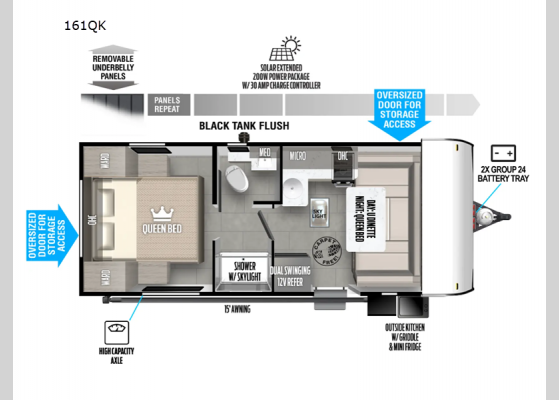 Floorplan - 2025 Wildwood FSX 161QK Travel Trailer