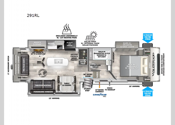 Floorplan - 2024 Wildwood Heritage Glen 291RL Fifth Wheel