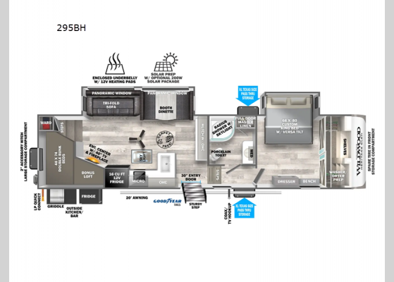 Floorplan - 2024 Wildwood Heritage Glen 295BH Fifth Wheel