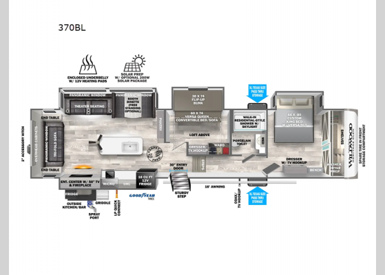 Floorplan - 2024 Wildwood Heritage Glen 370BL Fifth Wheel