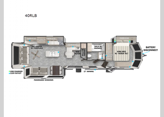 Floorplan - 2025 Wildwood Lodge 40RLB Destination Trailer