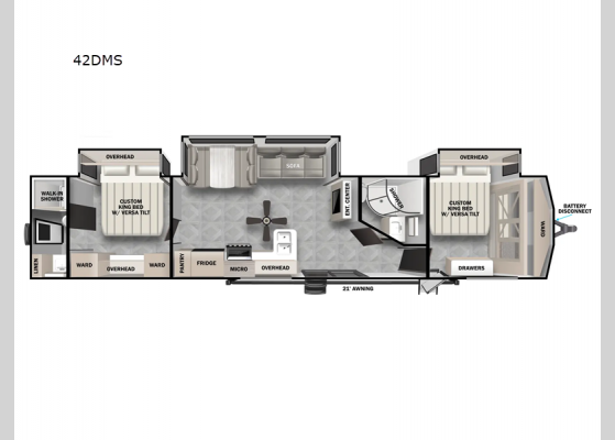 Floorplan - 2025 Wildwood Lodge 42DMS Destination Trailer