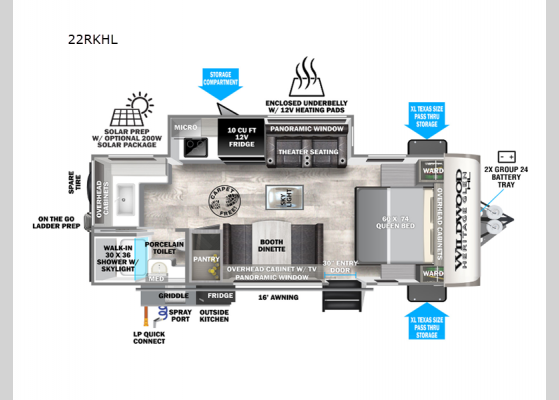 Floorplan - 2025 Wildwood Heritage Glen Hyper-Lyte 22RKHL Travel Trailer