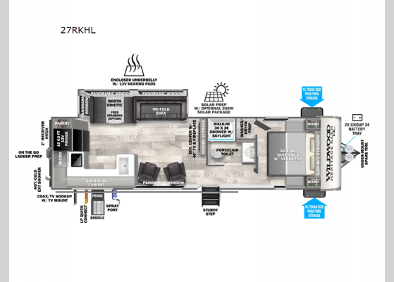 Floorplan - 2025 Wildwood Heritage Glen Hyper-Lyte 27RKHL Travel Trailer