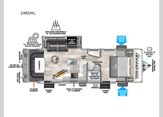 Floorplan - 2025 Wildwood Heritage Glen Hyper-Lyte 24RDHL Travel Trailer