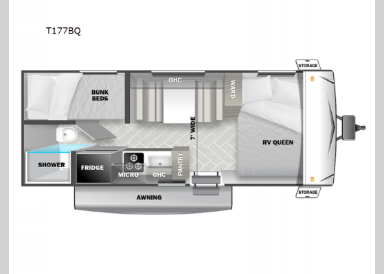 Floorplan - 2025 Wildwood Select T177BQ Travel Trailer