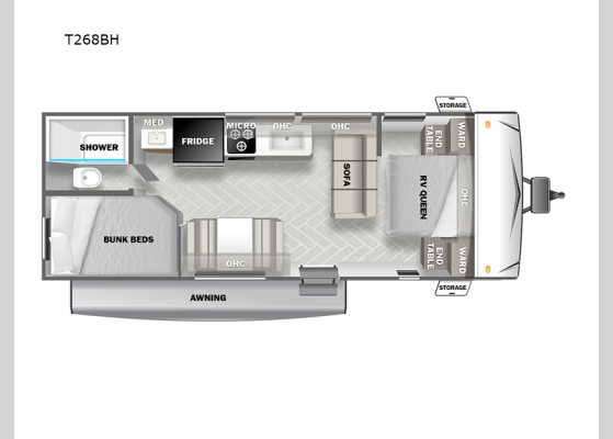 Floorplan - 2025 Wildwood Select T268BH Travel Trailer