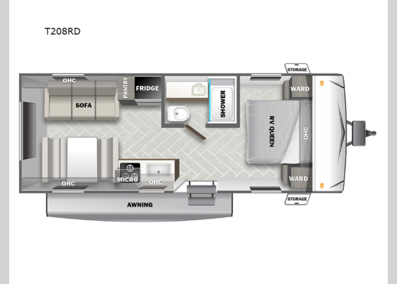 Floorplan - 2025 Wildwood Select T208RD Travel Trailer