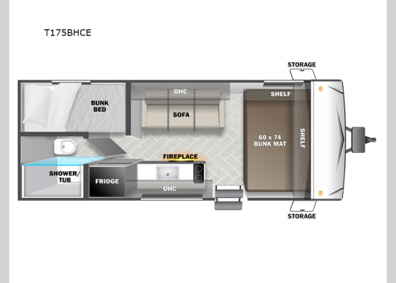 Floorplan - 2025 Wildwood Select T175BHCE Travel Trailer