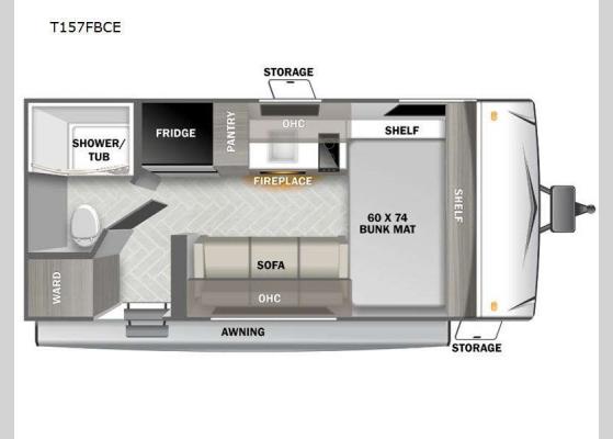 Floorplan - 2025 Wildwood Select T157FBCE Travel Trailer