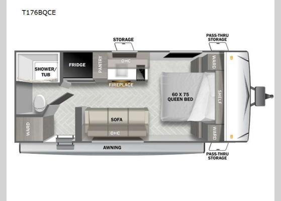 Floorplan - 2025 Wildwood Select T176BQCE Travel Trailer