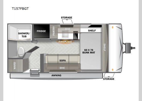 Floorplan - 2025 Wildwood Select T157FBGT Travel Trailer