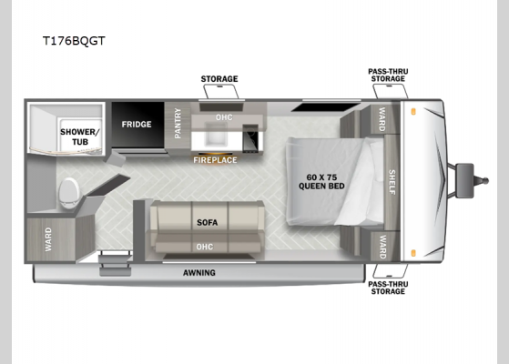 Floorplan - 2025 Wildwood Select T176BQGT Travel Trailer