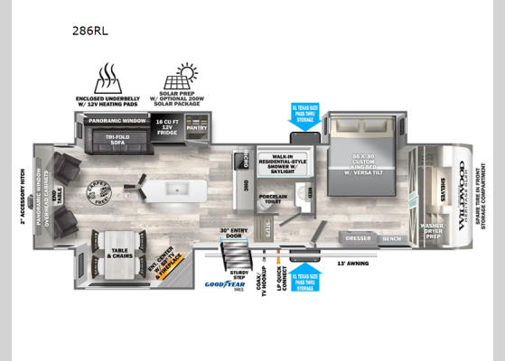 Floorplan - 2025 Wildwood Heritage Glen 286RL Fifth Wheel