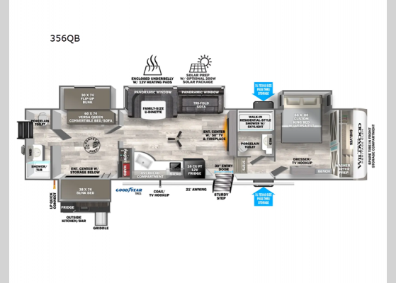 Floorplan - 2025 Wildwood Heritage Glen 356QB Fifth Wheel