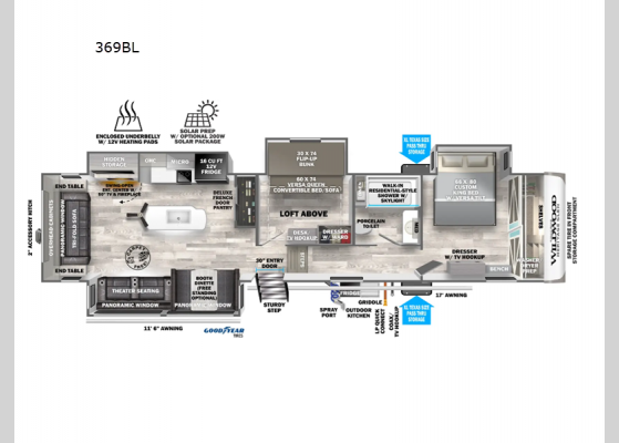 Floorplan - 2025 Wildwood Heritage Glen 369BL Fifth Wheel