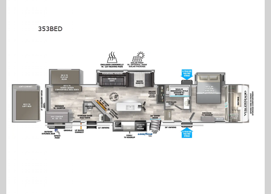 Floorplan - 2025 Wildwood Heritage Glen 353BED Fifth Wheel