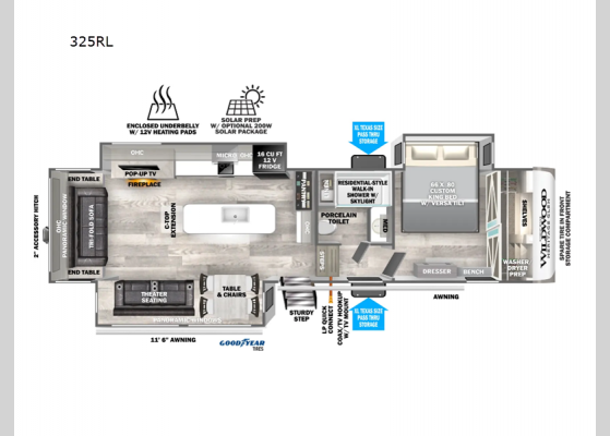 Floorplan - 2025 Wildwood Heritage Glen 325RL Fifth Wheel